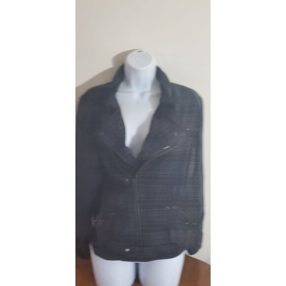Liverpool Jeans Co Plaid Zip-Up Jacket With Asymmetrical Zipper For‎ Women - Picture 2 of 12